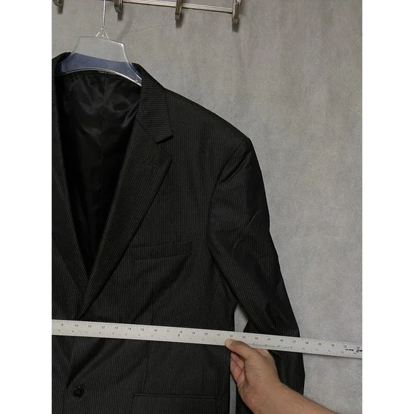 Geoffrey Beene Suit Men 44L Black Striped 2B Career Academia 40.5X29 Pants Luxe‎